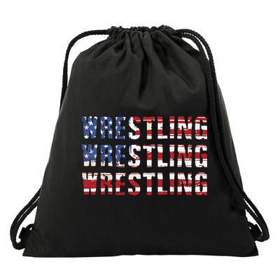 American Flag Wrestling USA Flag Wrestling Drawstring Bag