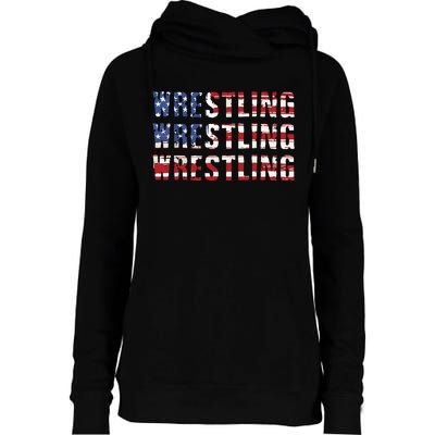 American Flag Wrestling USA Flag Wrestling Womens Funnel Neck Pullover Hood