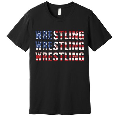 American Flag Wrestling USA Flag Wrestling Premium T-Shirt