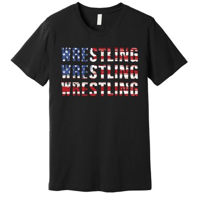 American Flag Wrestling USA Flag Wrestling Premium T-Shirt