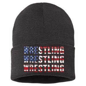 American Flag Wrestling USA Flag Wrestling Sustainable Knit Beanie