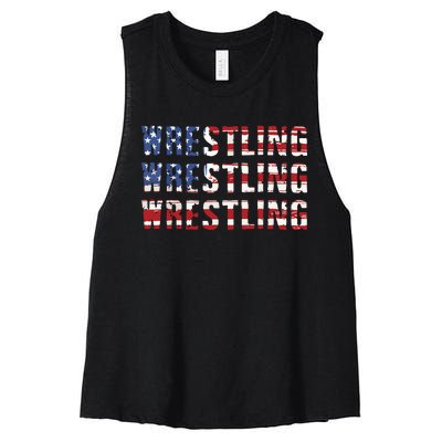 American Flag Wrestling USA Flag Wrestling Women's Racerback Cropped Tank