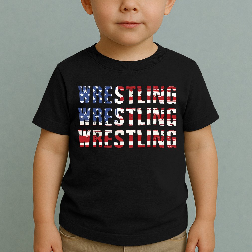 American Flag Wrestling USA Flag Wrestling Toddler T-Shirt