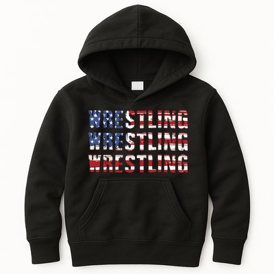 American Flag Wrestling USA Flag Wrestling Kids Hoodie