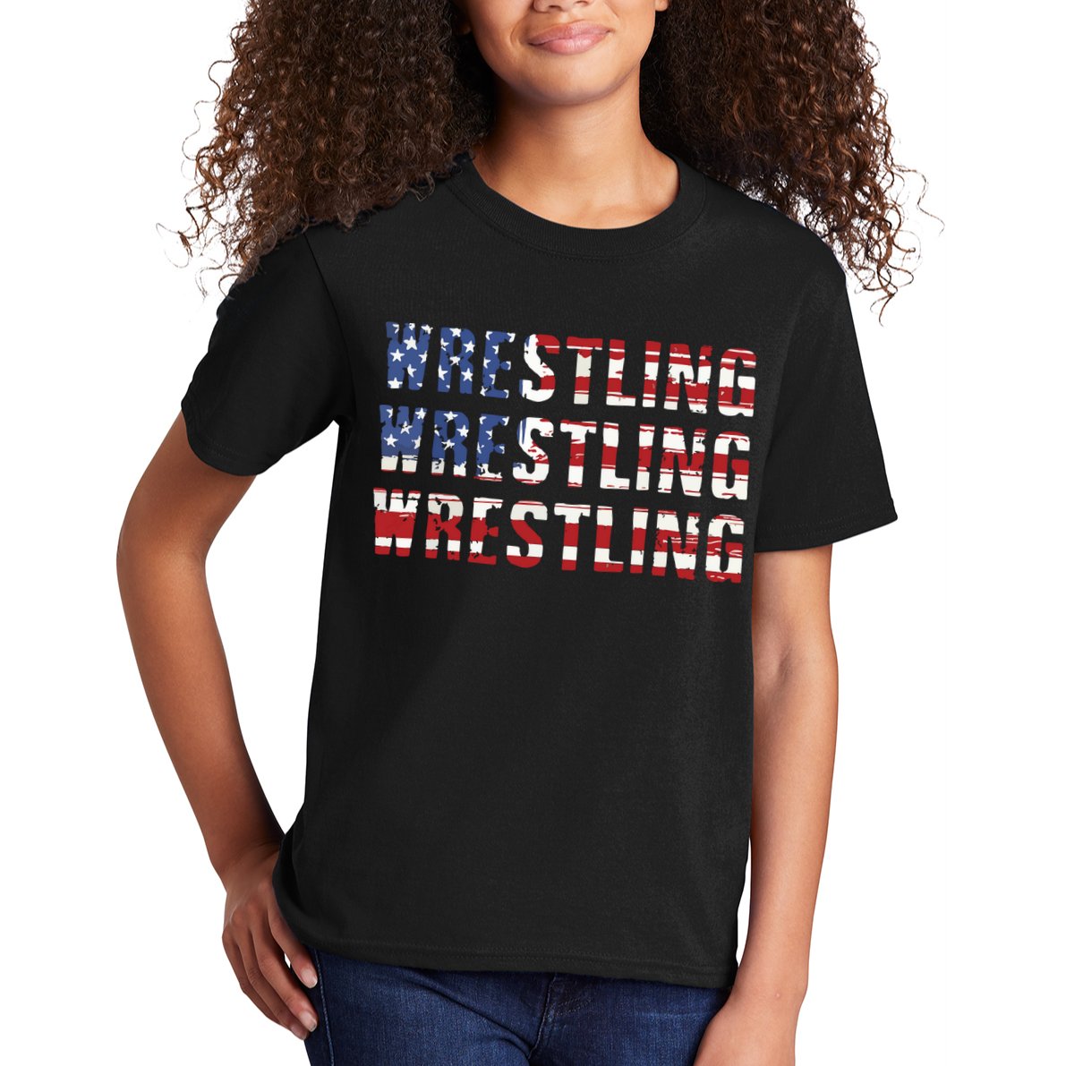 American Flag Wrestling USA Flag Wrestling Kids T-Shirt