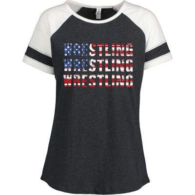 American Flag Wrestling USA Flag Wrestling Enza Ladies Jersey Colorblock Tee