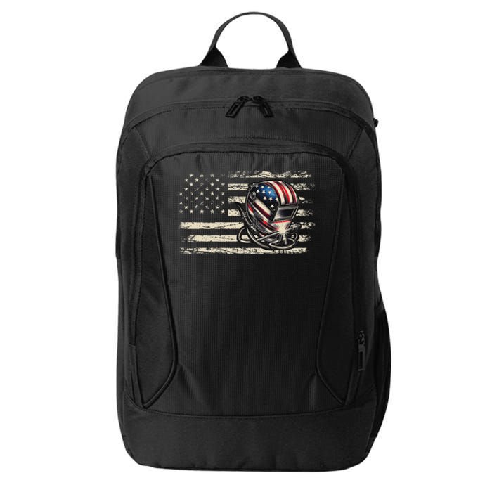 American Flag Welding Vintage Women Welder City Backpack