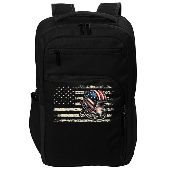 American Flag Welding Vintage Women Welder Impact Tech Backpack