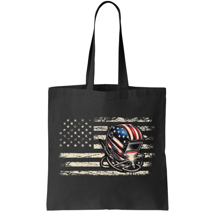 American Flag Welding Vintage Women Welder Tote Bag