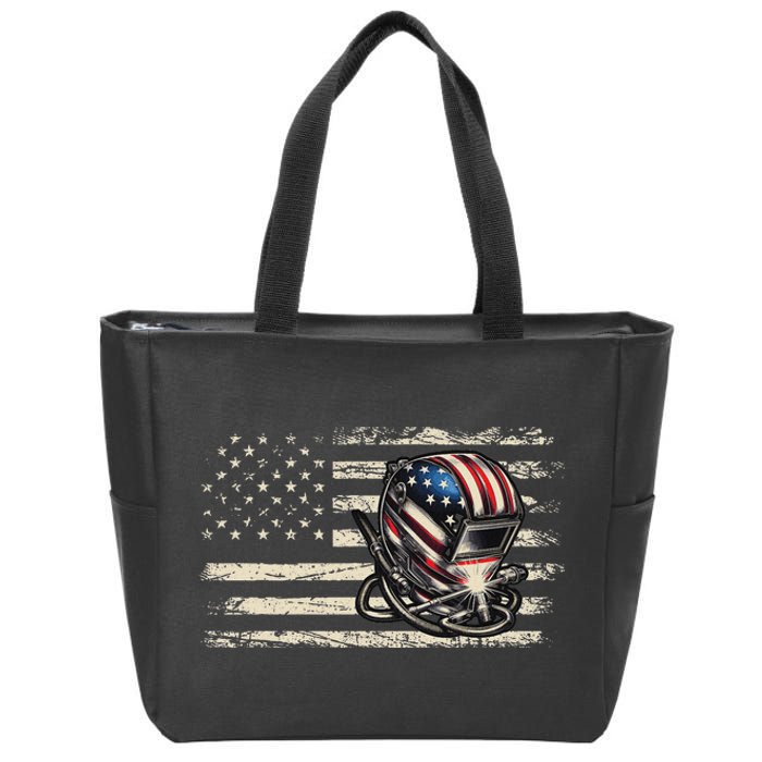 American Flag Welding Vintage Women Welder Zip Tote Bag