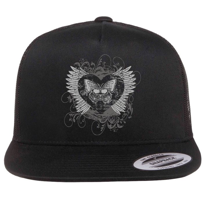 Aesthetic Fairy Wings Heart Alt Butterfly Grunge Flat Bill Trucker Hat