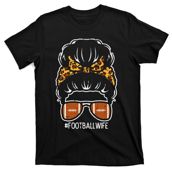 American Football Wife Leopard Bun Family Matching  T-Shirt