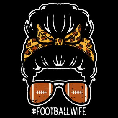 American Football Wife Leopard Bun Family Matching  T-Shirt