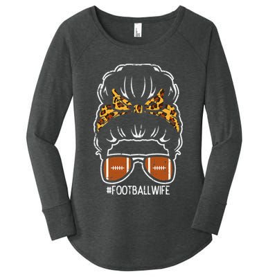American Football Wife Leopard Bun Family Matching  Women's Perfect Tri Tunic Long Sleeve Shirt