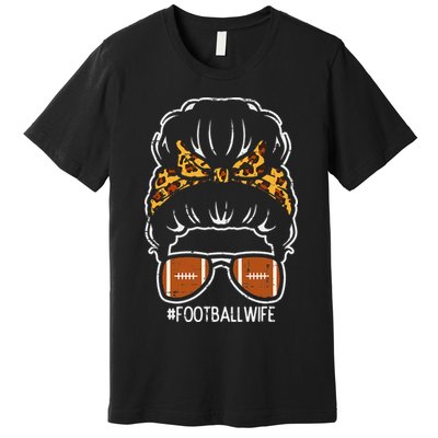 American Football Wife Leopard Bun Family Matching  Premium T-Shirt