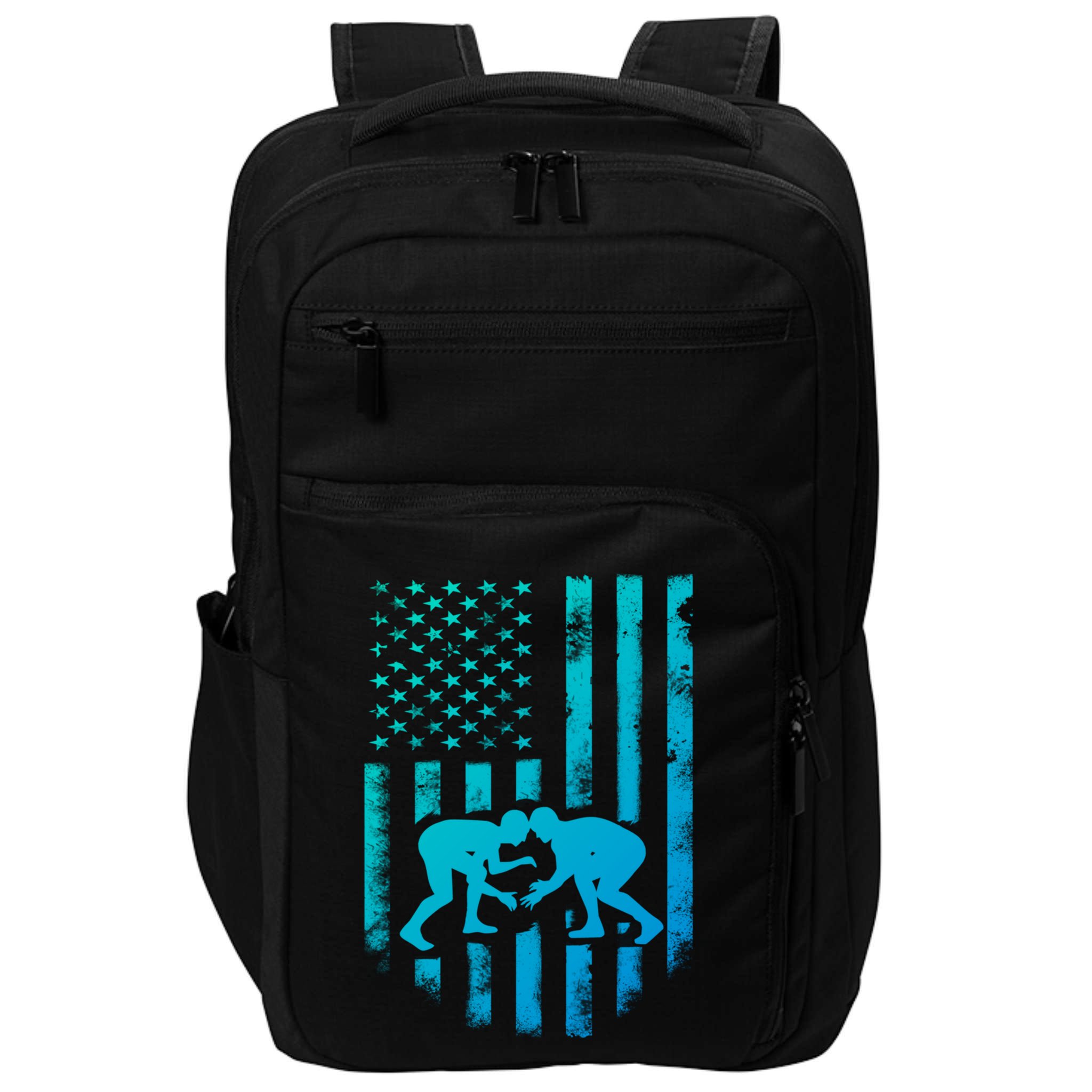 American Flag Wrestling Gift Distressed Wrestle Gift Impact Tech Backpack