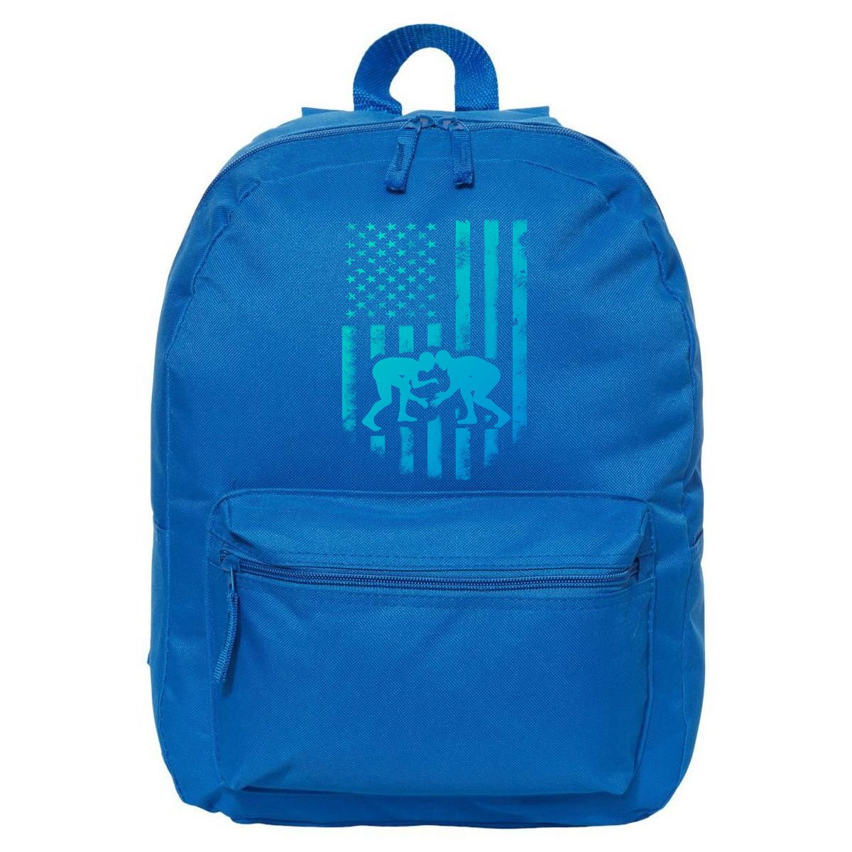 American Flag Wrestling Gift Distressed Wrestle Gift 16 in Basic Backpack