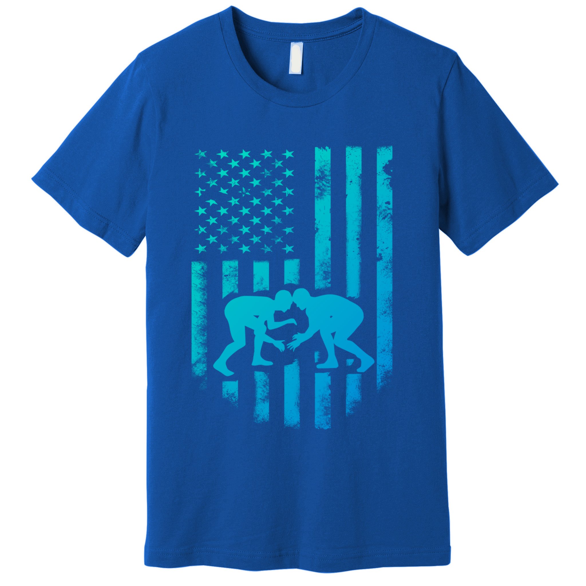 American Flag Wrestling Gift Distressed Wrestle Gift Premium T-Shirt