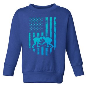 American Flag Wrestling Gift Distressed Wrestle Gift Toddler Sweatshirt