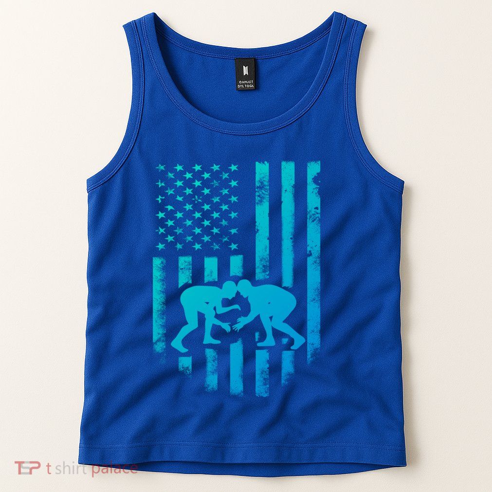 American Flag Wrestling Gift Distressed Wrestle Gift Tank Top