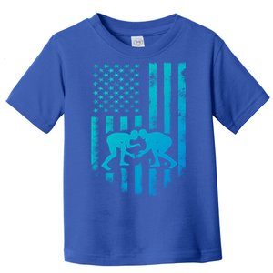 American Flag Wrestling Gift Distressed Wrestle Gift Toddler T-Shirt