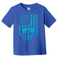 American Flag Wrestling Gift Distressed Wrestle Gift Toddler T-Shirt