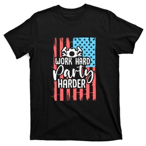 American Flag Work Hard Party Harder Labor Day Gift T-Shirt