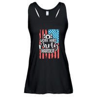 American Flag Work Hard Party Harder Labor Day Gift Ladies Essential Flowy Tank