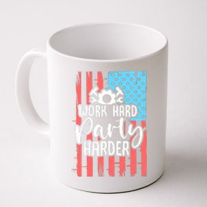 American Flag Work Hard Party Harder Labor Day Gift Coffee Mug