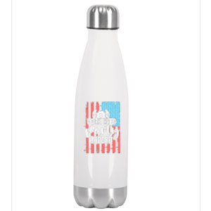 American Flag Work Hard Party Harder Labor Day Gift Stainless Steel Insulated Water Bottle