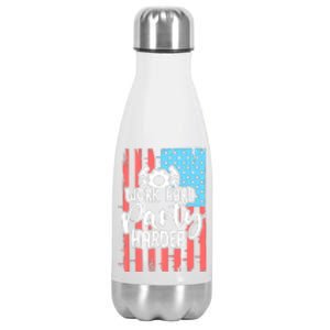 American Flag Work Hard Party Harder Labor Day Gift Stainless Steel Insulated Water Bottle