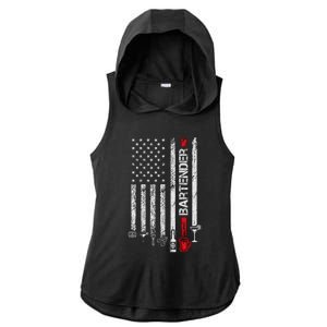 American Flag With Bartender Cool Gift For Women Men Father Ladies PosiCharge Tri-Blend Wicking Draft Hoodie Tank