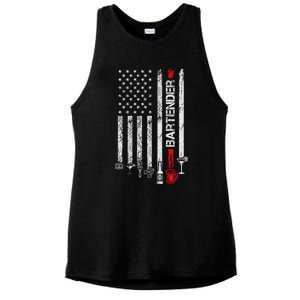 American Flag With Bartender Cool Gift For Women Men Father Ladies PosiCharge Tri-Blend Wicking Tank