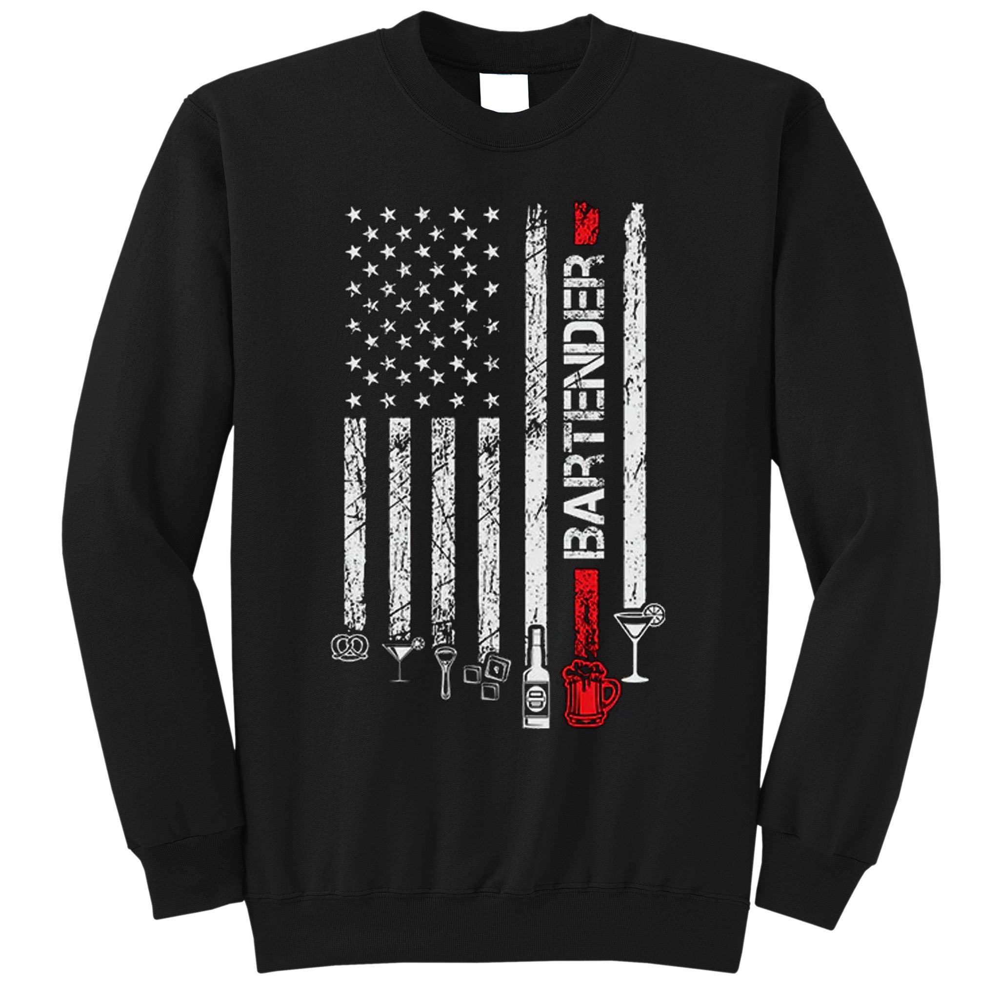 American Flag With Bartender Cool Gift For Women Men Father Sweatshirt