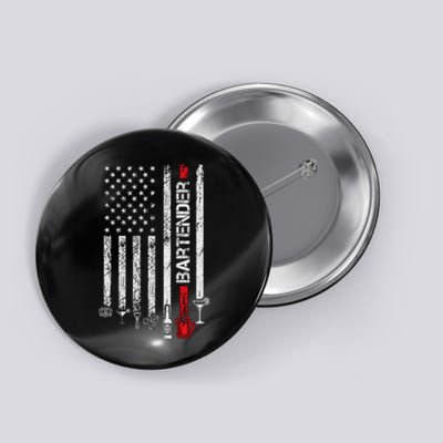 American Flag With Bartender Cool Gift For Women Men Father Button