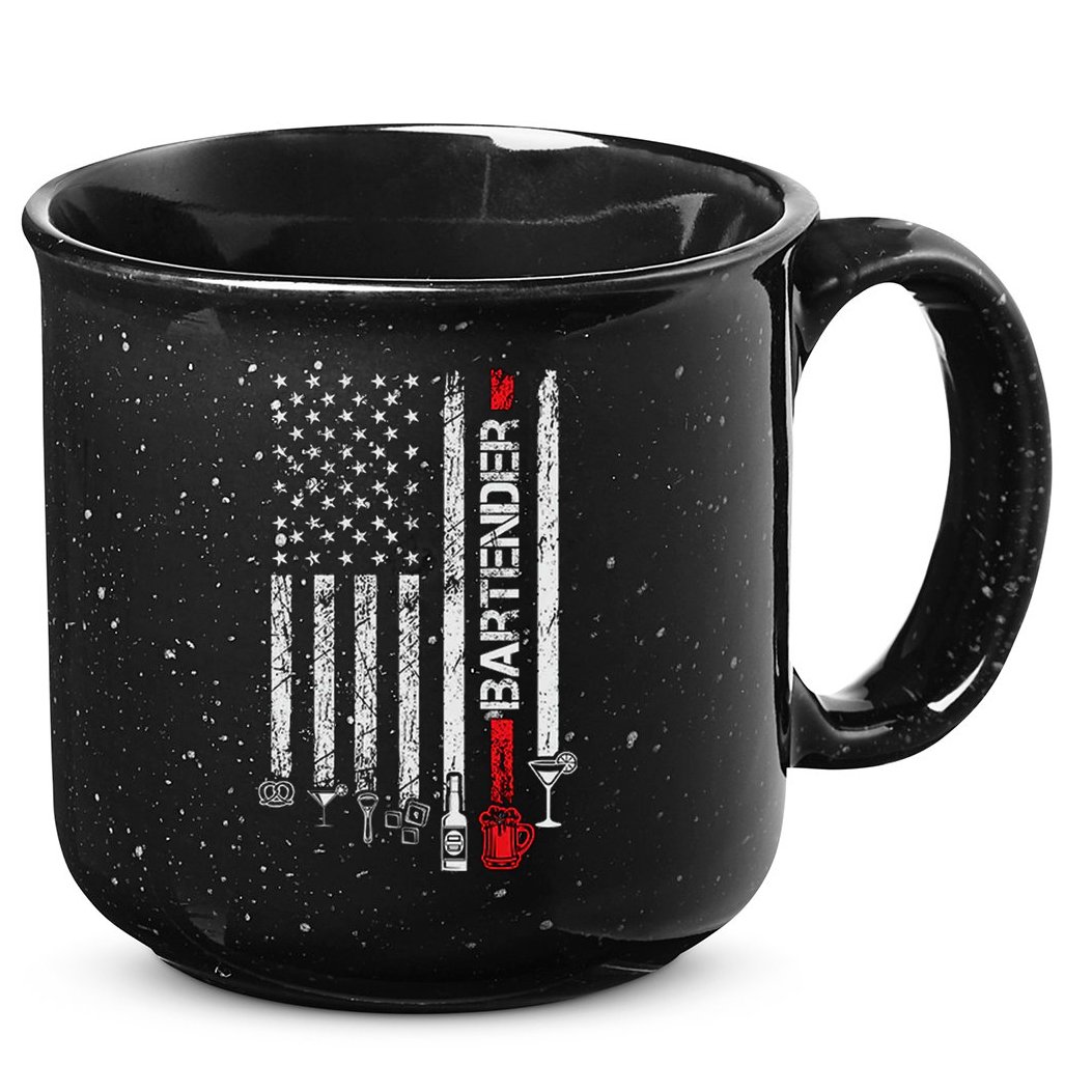 American Flag With Bartender Cool Gift For Women Men Father 15oz Campfire Ceramic Mug