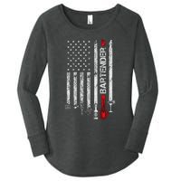 American Flag With Bartender Cool Gift For Women Men Father Women's Perfect Tri Tunic Long Sleeve Shirt