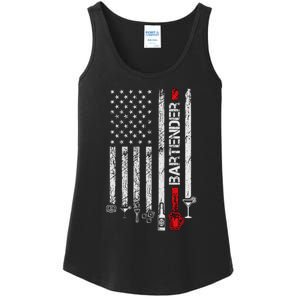 American Flag With Bartender Cool Gift For Women Men Father Ladies Essential Tank