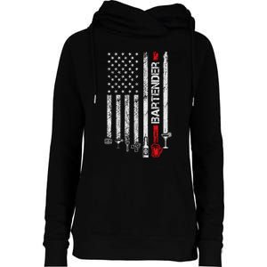 American Flag With Bartender Cool Gift For Women Men Father Womens Funnel Neck Pullover Hood