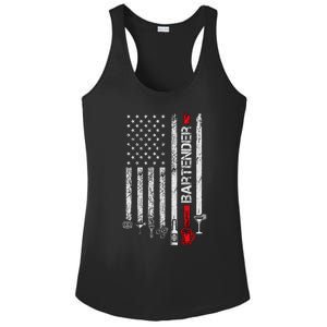 American Flag With Bartender Cool Gift For Women Men Father Ladies PosiCharge Competitor Racerback Tank