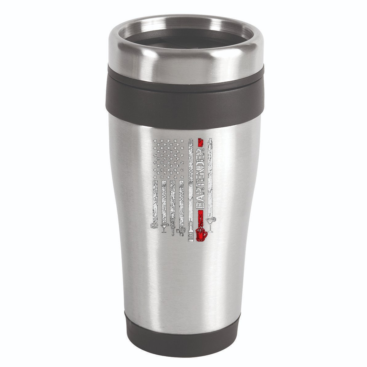 American Flag With Bartender Cool Gift For Women Men Father 16oz Travel Tumbler