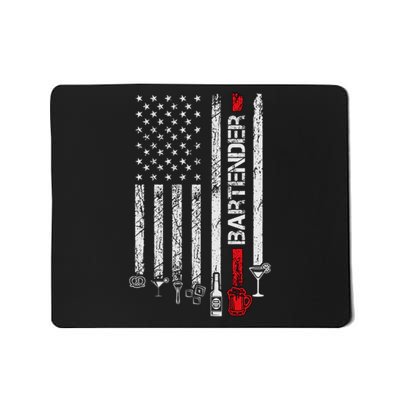 American Flag With Bartender Cool Gift For Women Men Father Mousepad