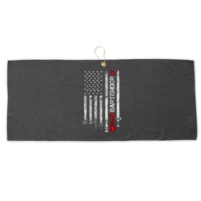 American Flag With Bartender Cool Gift For Women Men Father Large Microfiber Waffle Golf Towel