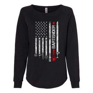 American Flag With Bartender Cool Gift For Women Men Father Womens California Wash Sweatshirt