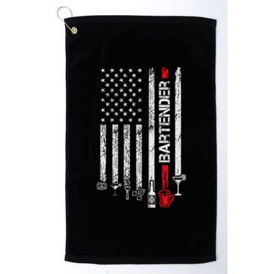 American Flag With Bartender Cool Gift For Women Men Father Platinum Collection Golf Towel