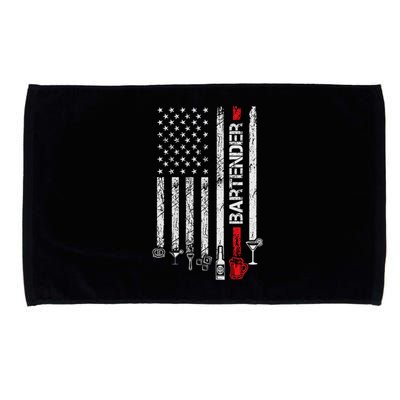 American Flag With Bartender Cool Gift For Women Men Father Microfiber Hand Towel