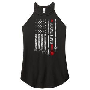 American Flag With Bartender Cool Gift For Women Men Father Women's Perfect Tri Rocker Tank