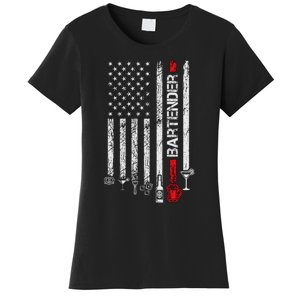 American Flag With Bartender Cool Gift For Women Men Father Women's T-Shirt