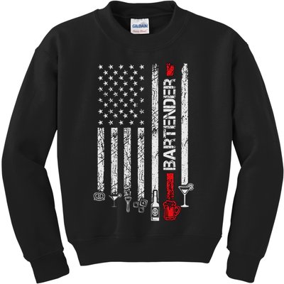 American Flag With Bartender Cool Gift For Women Men Father Kids Sweatshirt