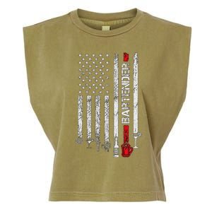 American Flag With Bartender Cool Gift For Women Men Father Garment-Dyed Women's Muscle Tee